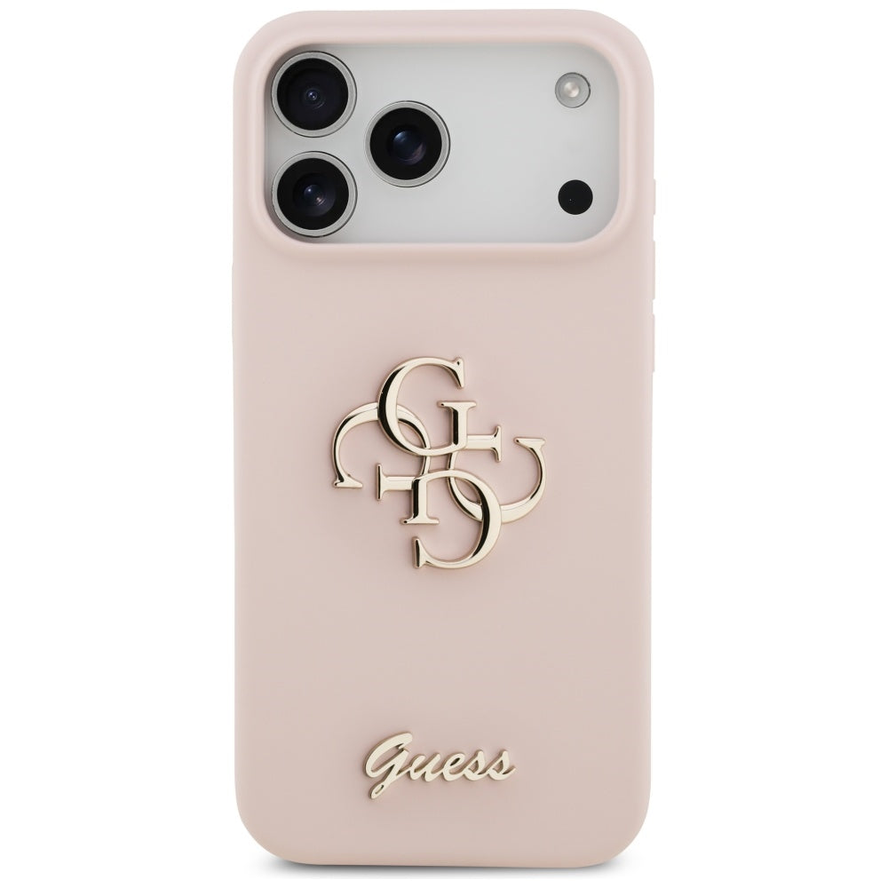Guess Silicone Big 4G Script dėklas iPhone 17 Pro Max - Rožinė -- iPhone 17 Pro Max