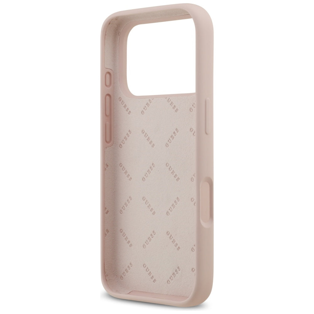 Guess Silicone Big 4G Script dėklas iPhone 17 Pro – rožinė -- iPhone 17 Pro