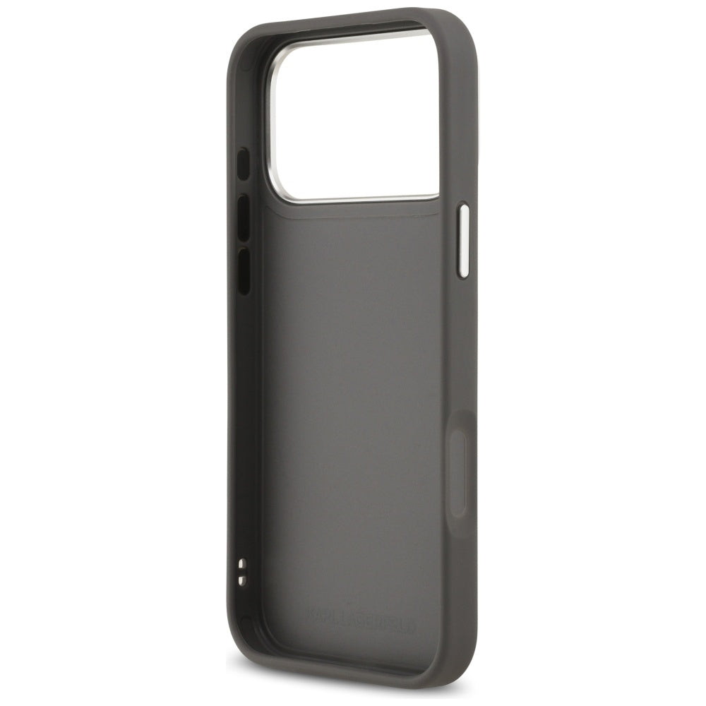 Karl Lagerfeld FW Grained Karl & Choupette Heads Pins & Logo iPhone 17 Pro Max dėklas - Pilka -- iPhone 17 Pro Max
