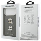 Karl Lagerfeld FW Grained Karl & Choupette Heads Pins & Logo iPhone 17 Pro Max dėklas - Pilka -- iPhone 17 Pro Max