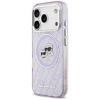Karl Lagerfeld IML Glitter Karl & Choupette Heads Logo MagSafe dėklas iPhone 17 Pro - Violetinė -- iPhone 17 Pro