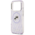 Karl Lagerfeld IML Glitter Karl & Choupette Heads Logo MagSafe dėklas iPhone 17 Pro - Violetinė -- iPhone 17 Pro