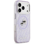 Karl Lagerfeld IML Glitter Karl & Choupette Heads Logo MagSafe dėklas iPhone 17 Pro Max - Violetinė -- iPhone 17 Pro Max