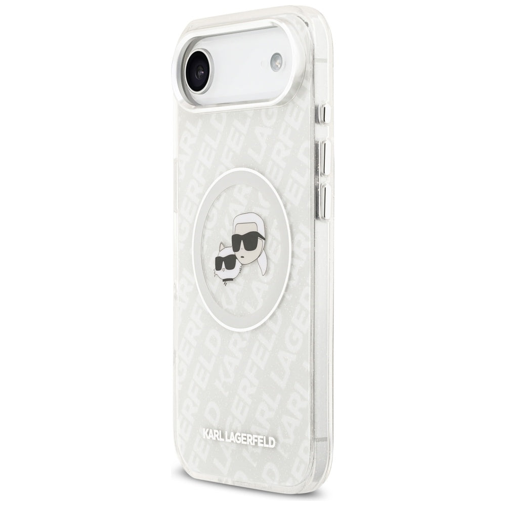 Karl Lagerfeld IML Glitter Karl & Choupette Heads Logo MagSafe dėklas iPhone Air - Pilka -- iPhone Air