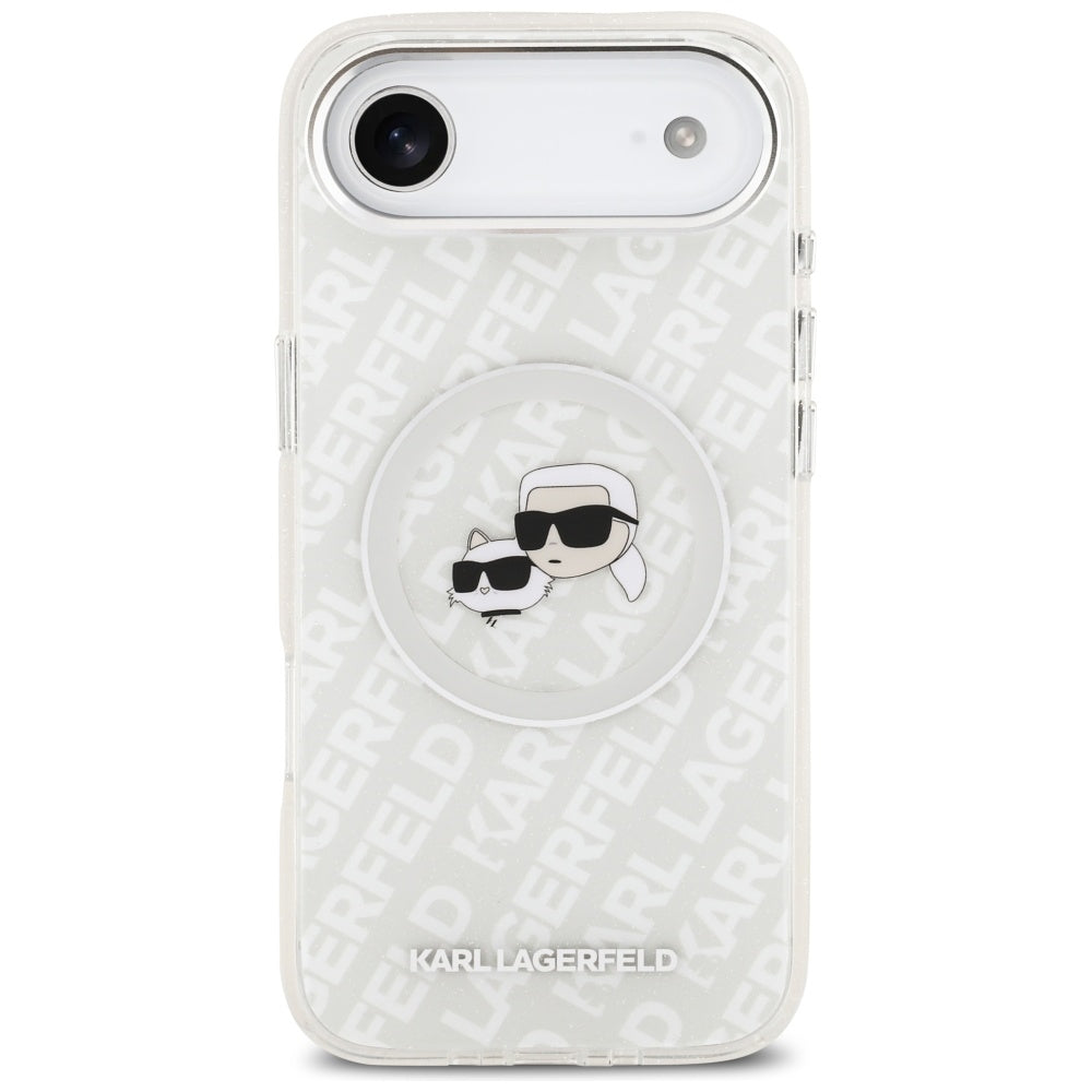 Karl Lagerfeld IML Glitter Karl & Choupette Heads Logo MagSafe dėklas iPhone Air - Pilka -- iPhone Air