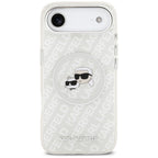 Karl Lagerfeld IML Glitter Karl & Choupette Heads Logo MagSafe dėklas iPhone Air - Pilka -- iPhone Air