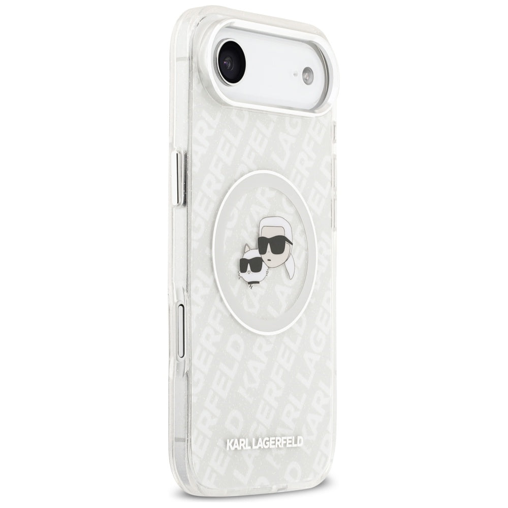 Karl Lagerfeld IML Glitter Karl & Choupette Heads Logo MagSafe dėklas iPhone Air - Pilka -- iPhone Air