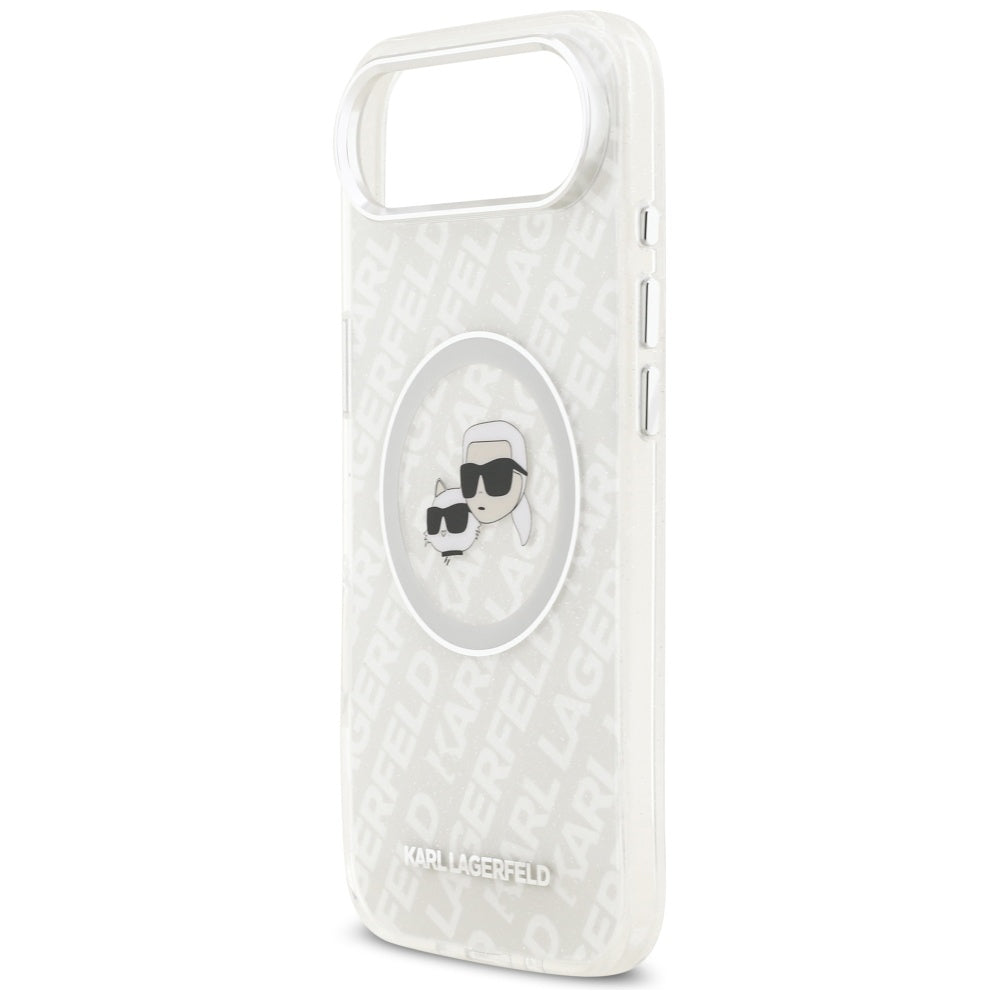 Karl Lagerfeld IML Glitter Karl & Choupette Heads Logo MagSafe dėklas iPhone Air - Pilka -- iPhone Air