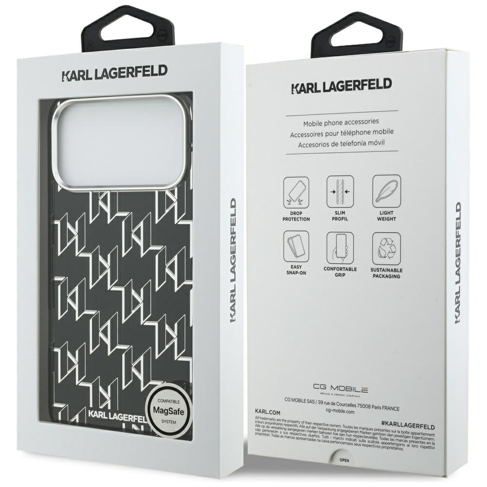 Karl Lagerfeld IML KL Monogram MagSafe Dėklas skirtas iPhone 17 Pro Max - Juoda -- iPhone 17 Pro Max