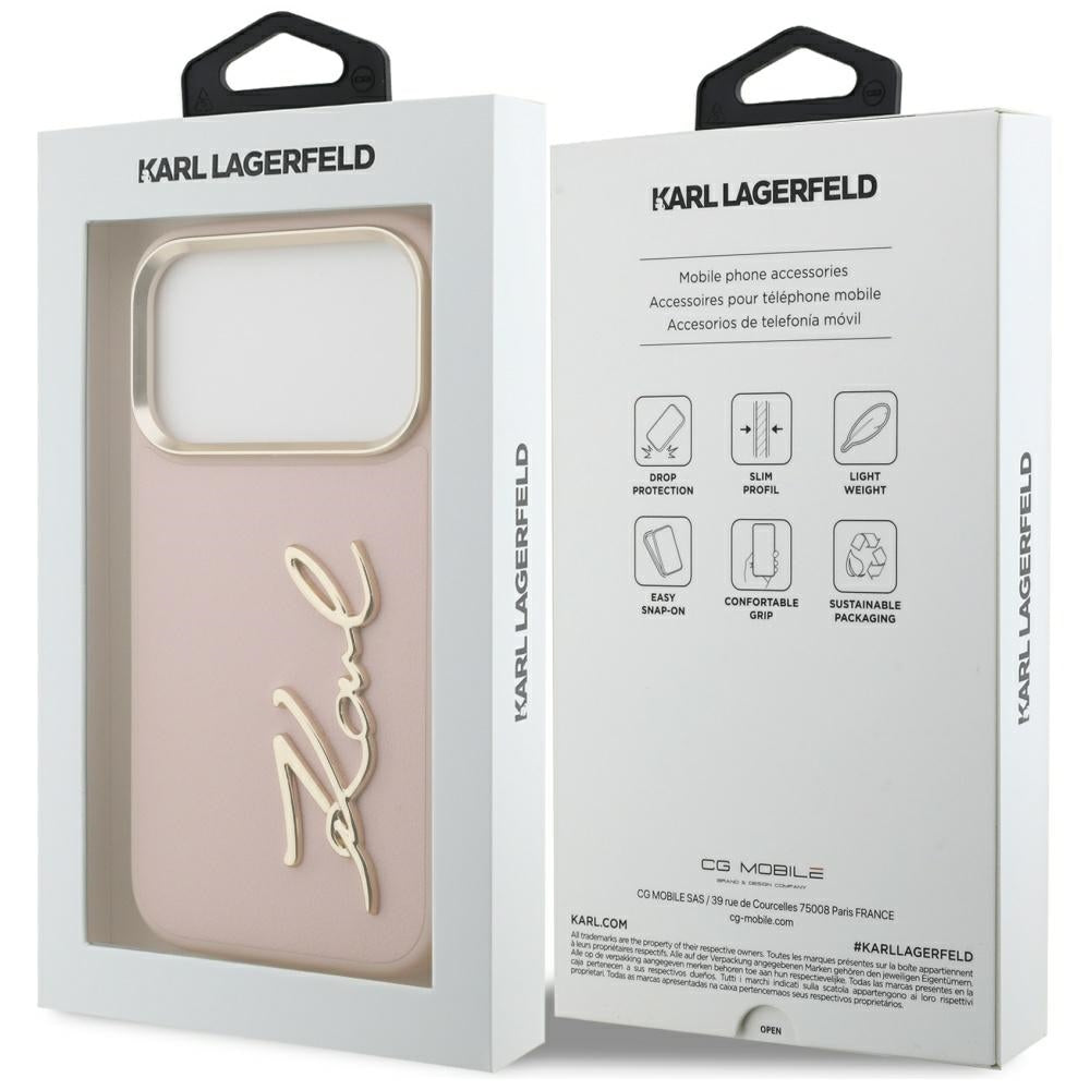 Karl Lagerfeld Karl Script Logo iPhone 17 Pro Dėklas - Rožinė -- iPhone 17 Pro