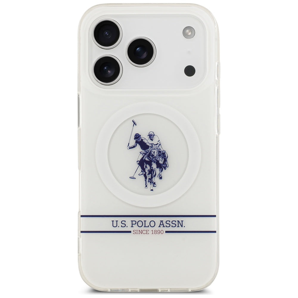 U.S. Polo MagSafe dėklas iPhone 17 Pro – baltas
