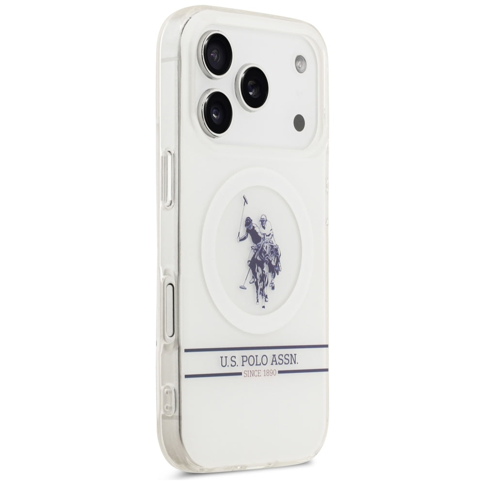 U.S. Polo MagSafe dėklas iPhone 17 Pro – baltas