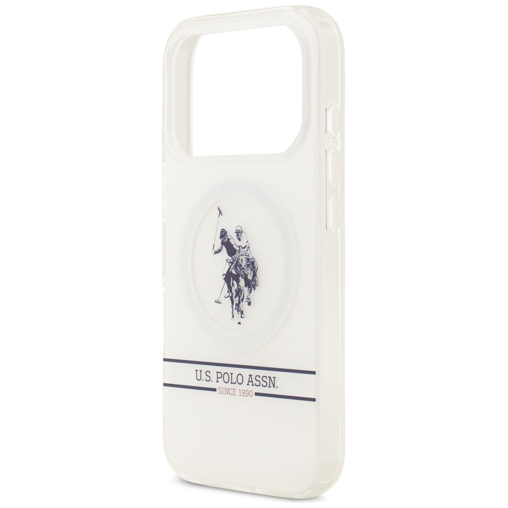 U.S. Polo MagSafe dėklas iPhone 17 Pro – baltas