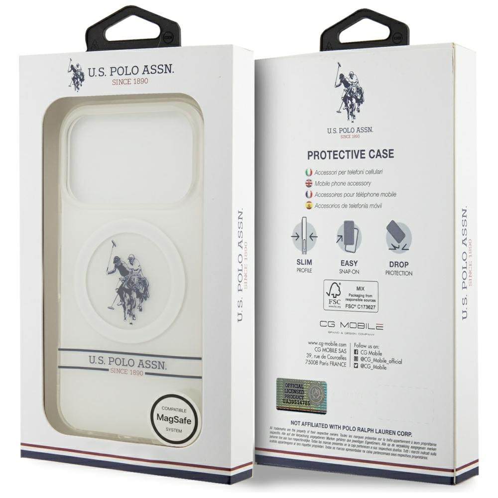 U.S. Polo MagSafe dėklas iPhone 17 Pro – baltas