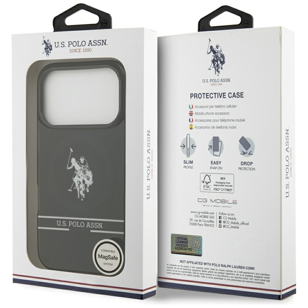 U.S. Polo Assn. MagSafe dėklas iPhone 17 Pro – juodas