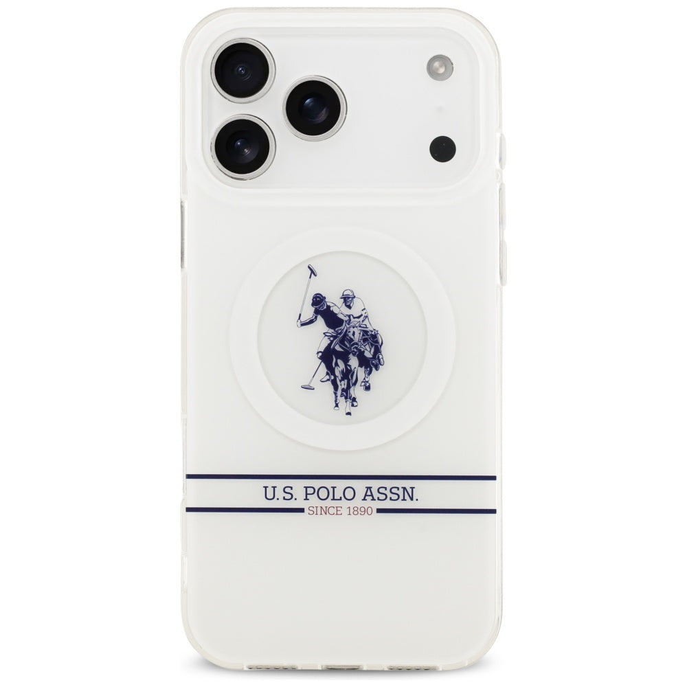 U.S. Polo Assn. MagSafe dėklas iPhone 17 Pro Max – baltas