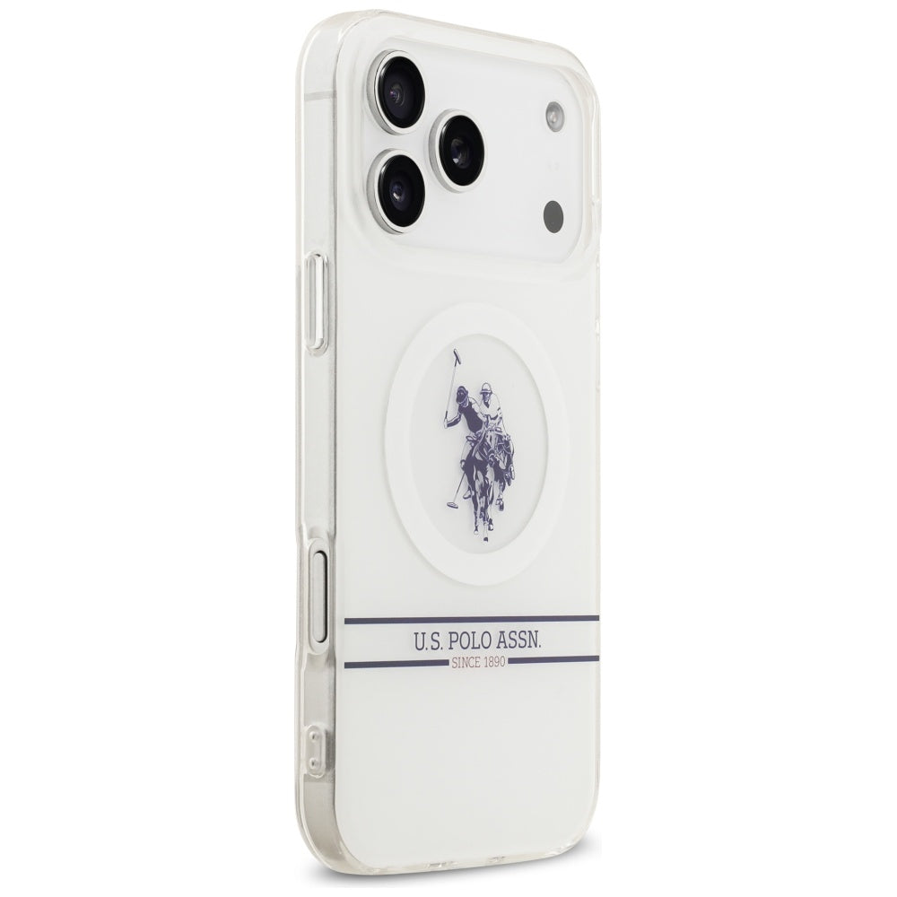 U.S. Polo Assn. MagSafe dėklas iPhone 17 Pro Max – baltas