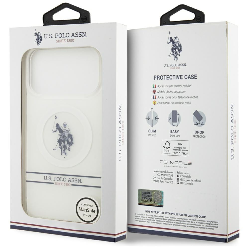 U.S. Polo Assn. MagSafe dėklas iPhone 17 Pro Max – baltas