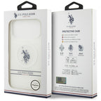 U.S. Polo Assn. MagSafe dėklas iPhone 17 Pro Max – baltas