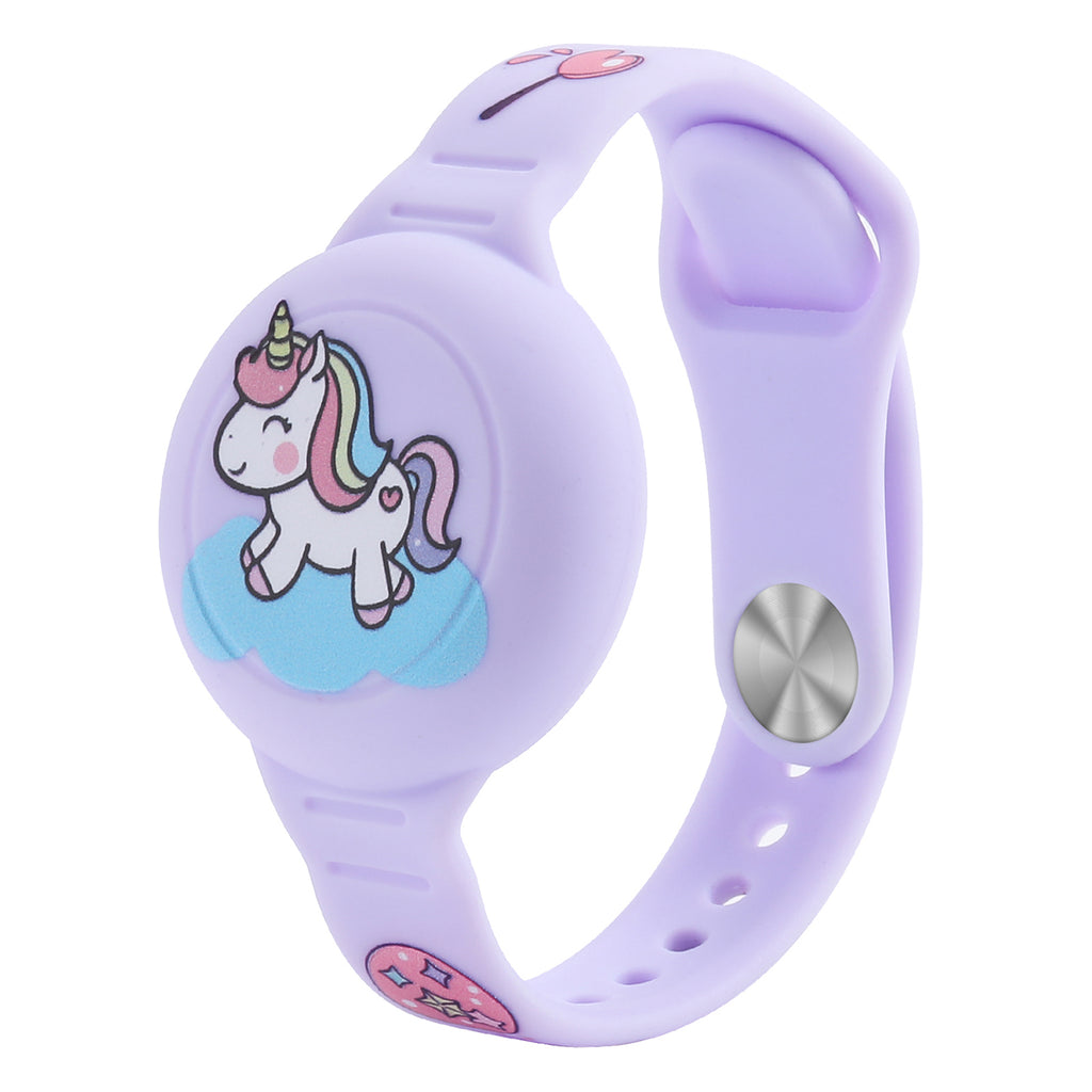 AirTag silikoninė apyrankė vaikams – violetinė, vienaragis -- Apple AirTag