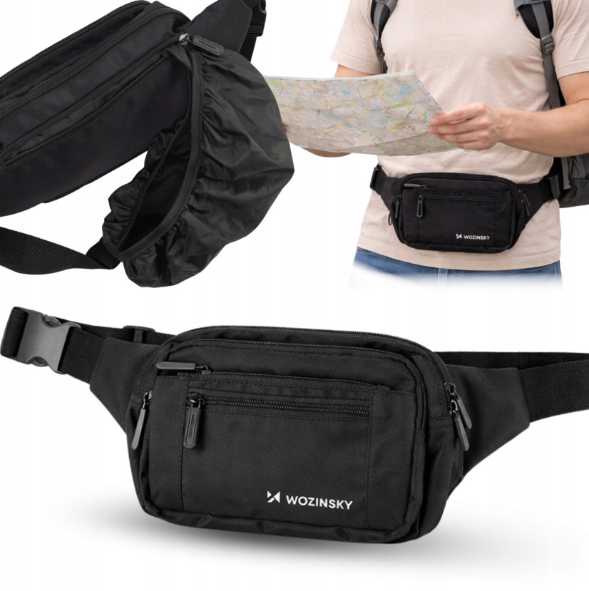 Wozinsky WSB-W1 unisex pečių krepšys su reguliuojama apykaklė, neperlaidus vandeniui - juodas -- Bicycle Bags