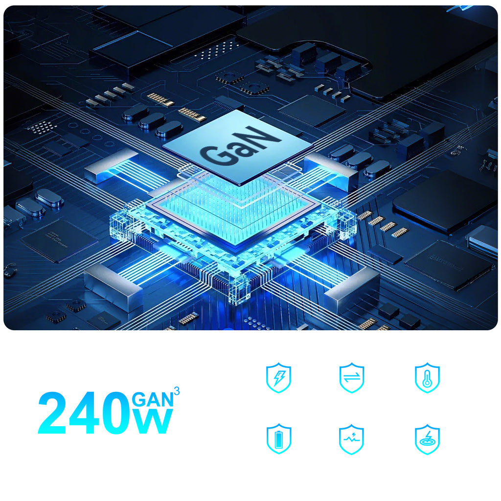 Wozinsky 240W GaN QC3 įkrovimo stotelė – juoda