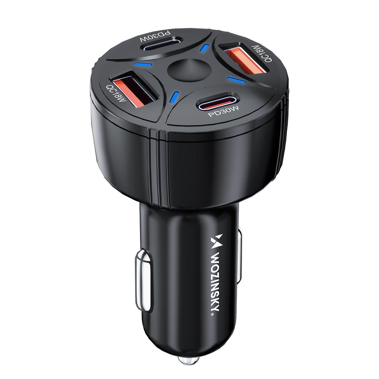 Wozinsky WLS-04 60W automobilinis įkroviklis 2xUSB-C 2xUSB-A - juodas