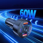 Wozinsky WLS-04 60W automobilinis įkroviklis 2xUSB-C 2xUSB-A - juodas