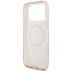 Guess IML Flowers Electro Pearl Strap MagSafe dėklas iPhone 17 Pro Max – rožinė -- iPhone 17 Pro Max