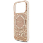 Guess IML Flowers Electro Pearl Strap MagSafe dėklas iPhone 17 Pro – Rožinis -- iPhone 17 Pro