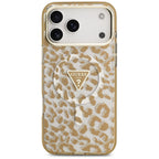Guess Leopard Glitter MagSafe dėklas skirtas iPhone 17 Pro Max - rudas -- iPhone 17 Pro Max