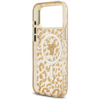 Guess Leopard Glitter MagSafe dėklas skirtas iPhone 17 Pro Max - rudas -- iPhone 17 Pro Max