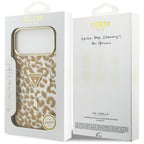 Guess Leopard Glitter MagSafe dėklas skirtas iPhone 17 Pro Max - rudas -- iPhone 17 Pro Max