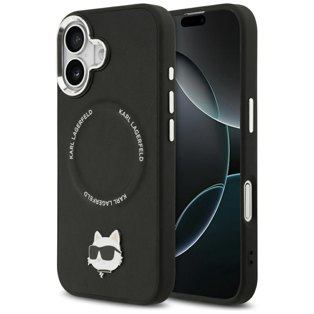 Karl Lagerfeld Choupette Pin MagSafe dėklas telefonui iPhone 17 - juodas -- iPhone 17