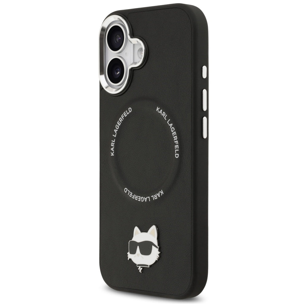 Karl Lagerfeld Choupette Pin MagSafe dėklas telefonui iPhone 17 - juodas -- iPhone 17