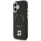 Karl Lagerfeld Choupette Pin MagSafe dėklas telefonui iPhone 17 - juodas -- iPhone 17