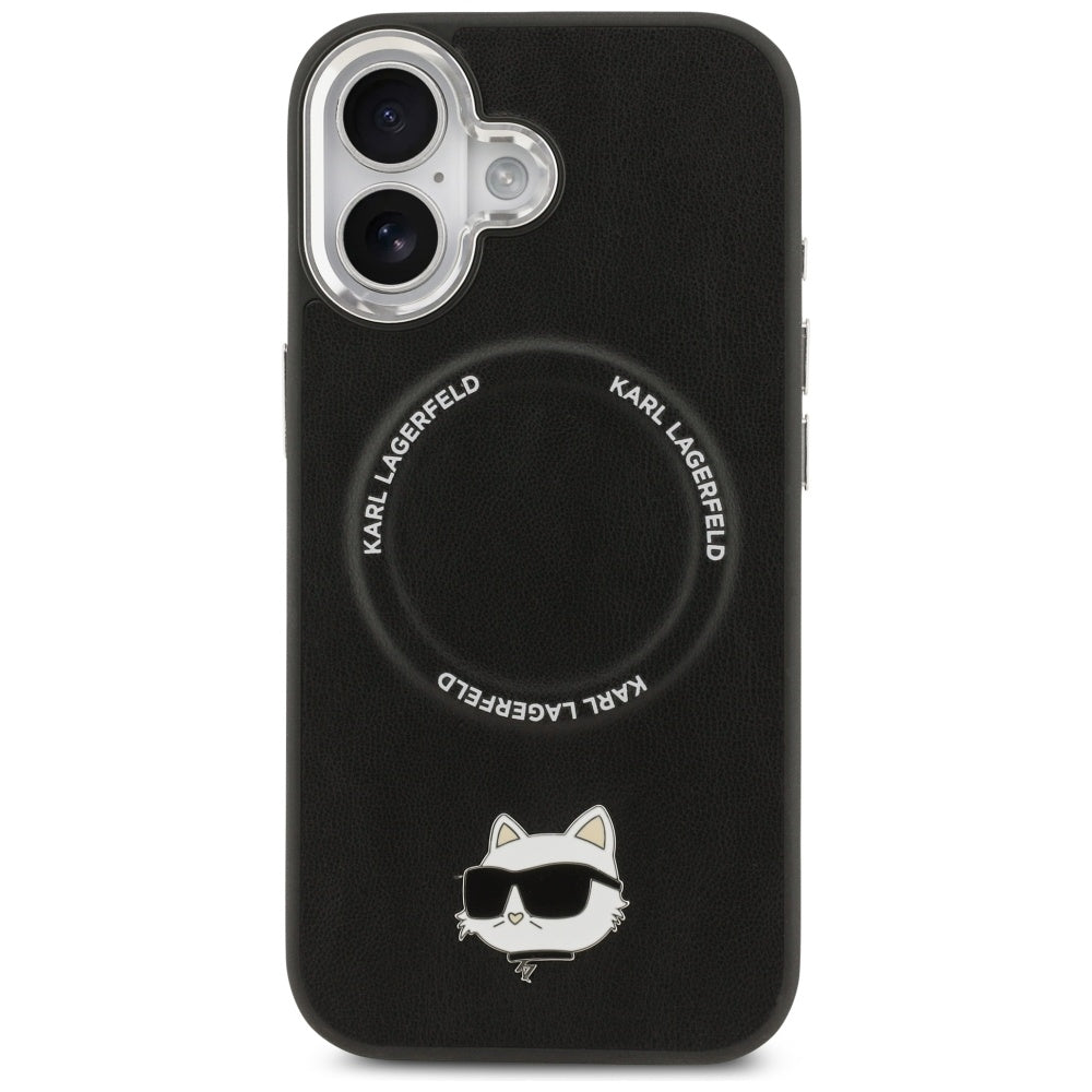 Karl Lagerfeld Choupette Pin MagSafe dėklas telefonui iPhone 17 - juodas -- iPhone 17