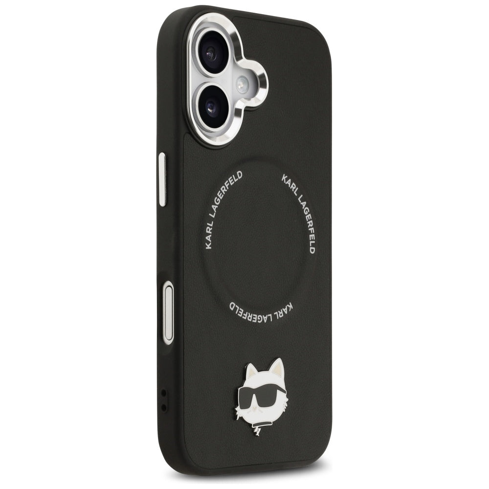 Karl Lagerfeld Choupette Pin MagSafe dėklas telefonui iPhone 17 - juodas -- iPhone 17
