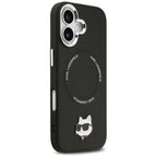 Karl Lagerfeld Choupette Pin MagSafe dėklas telefonui iPhone 17 - juodas -- iPhone 17