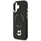 Karl Lagerfeld Choupette Pin MagSafe dėklas telefonui iPhone 17 - juodas -- iPhone 17