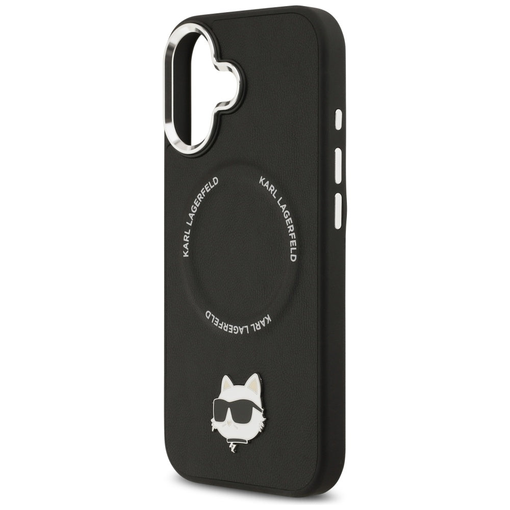 Karl Lagerfeld Choupette Pin MagSafe dėklas telefonui iPhone 17 - juodas -- iPhone 17