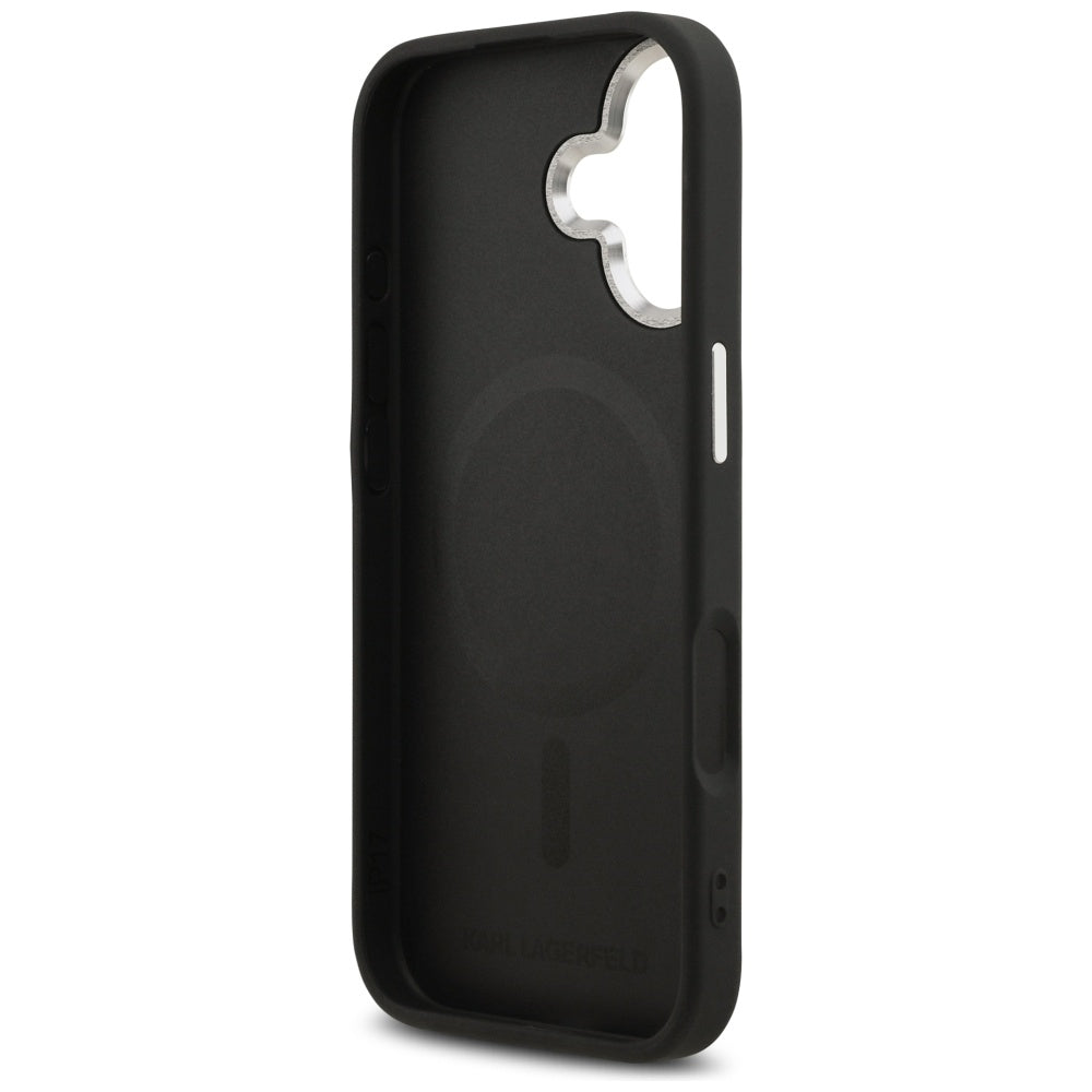 Karl Lagerfeld Choupette Pin MagSafe dėklas telefonui iPhone 17 - juodas -- iPhone 17