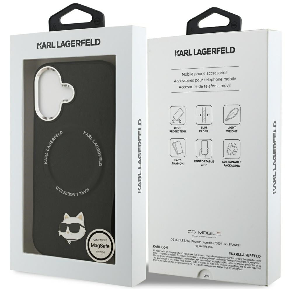 Karl Lagerfeld Choupette Pin MagSafe dėklas telefonui iPhone 17 - juodas -- iPhone 17