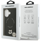 Karl Lagerfeld Choupette Pin MagSafe dėklas telefonui iPhone 17 - juodas -- iPhone 17