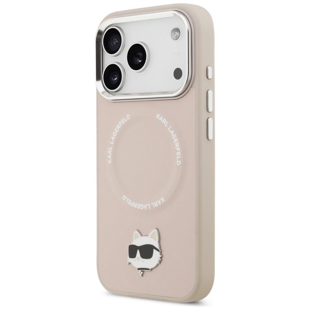 Karl Lagerfeld Choupette Pin MagSafe dėklas telefonui iPhone 17 Pro - rožinis -- iPhone 17 Pro