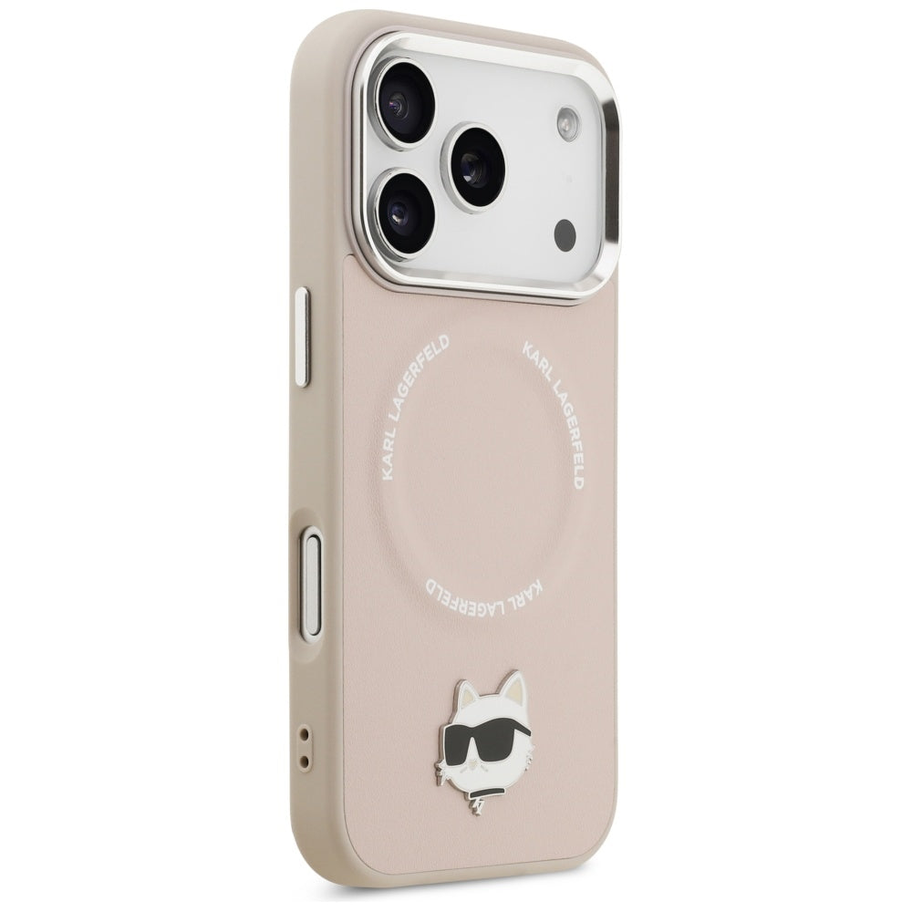 Karl Lagerfeld Choupette Pin MagSafe dėklas telefonui iPhone 17 Pro - rožinis -- iPhone 17 Pro