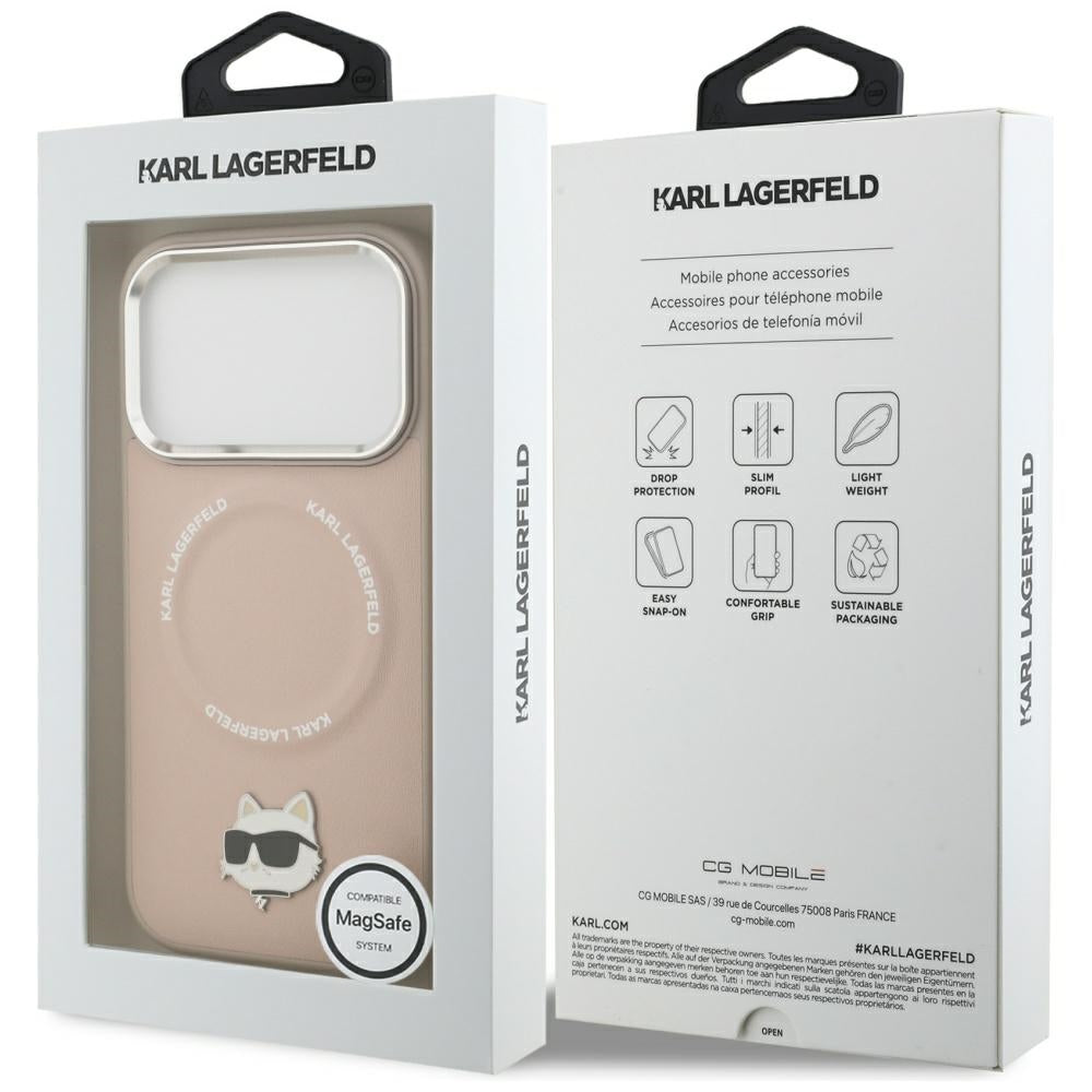 Karl Lagerfeld Choupette Pin MagSafe dėklas telefonui iPhone 17 Pro - rožinis -- iPhone 17 Pro