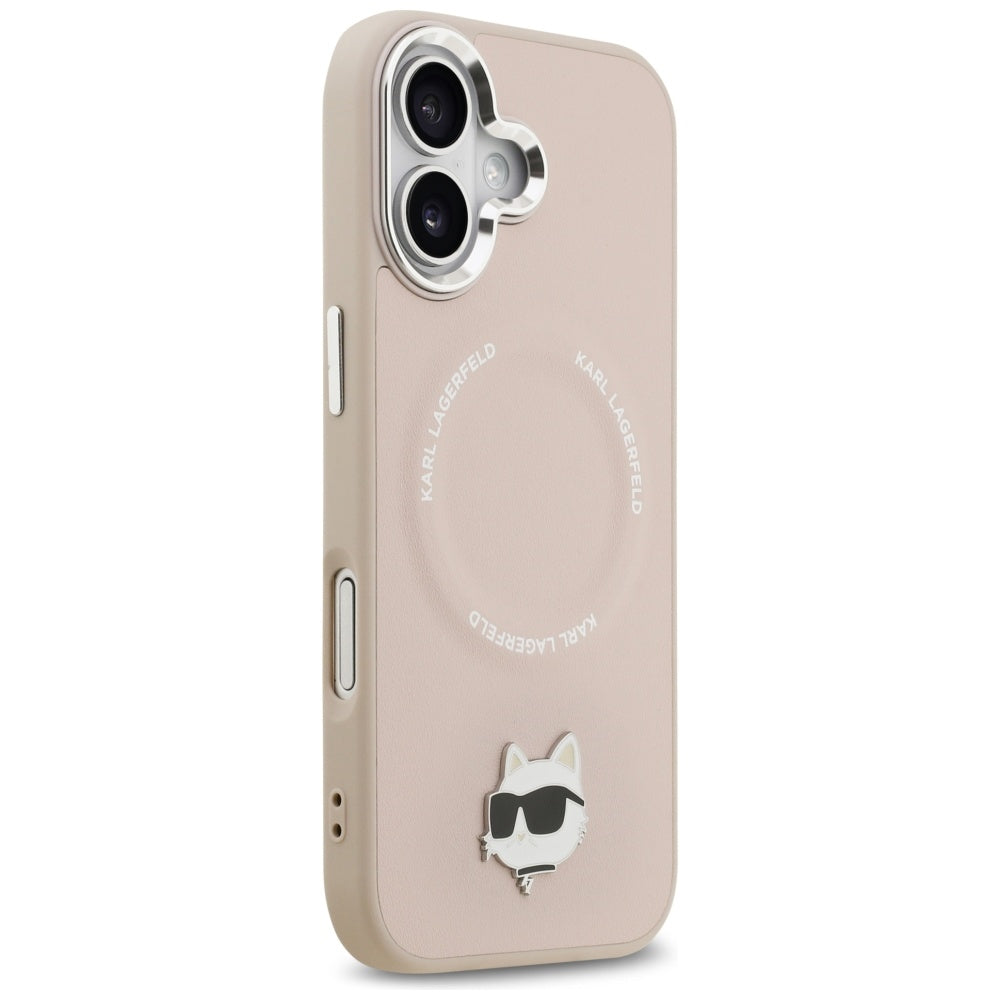 Karl Lagerfeld Choupette Pin MagSafe dėklas iPhone 17 - Pink