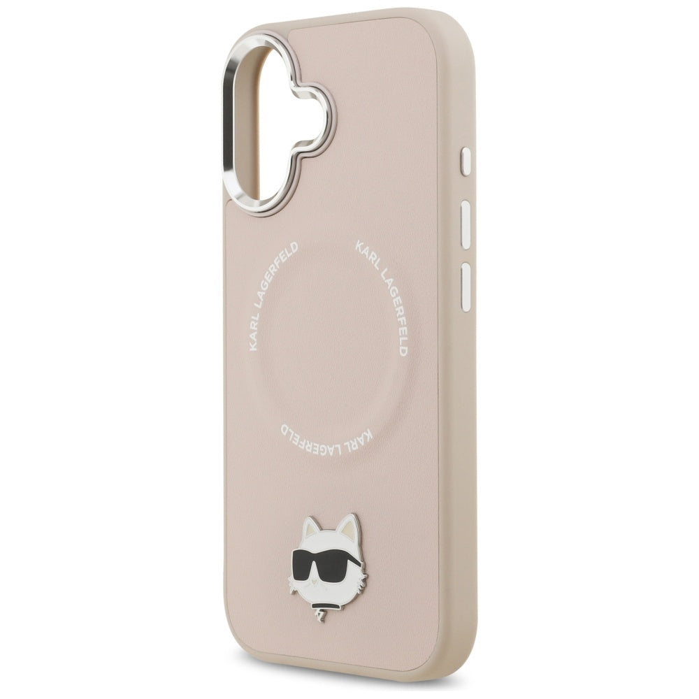 Karl Lagerfeld Choupette Pin MagSafe dėklas iPhone 17 - Pink