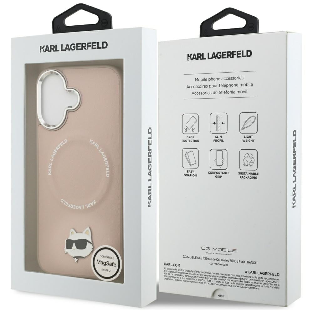 Karl Lagerfeld Choupette Pin MagSafe dėklas iPhone 17 - Pink